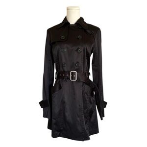 Iz Byer Black Double-Breasted Trench Coat
